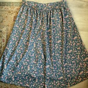 Floral Midi Skirt in Blue and Pink